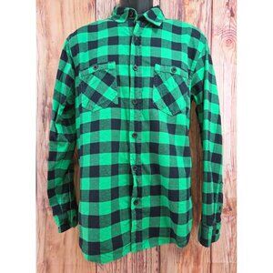 Burton Mens Green Plaid Button-Up Long Sleeve Shirt Small